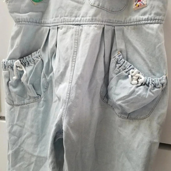 VINTAGE Handmade Baby Doll Jean Coveralls Patchwork Crop L - Picture 13 of 16